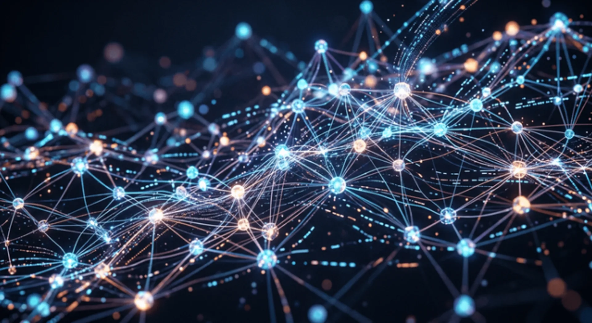 Rappresentazione astratta di automazione intelligente con nodi digitali interconnessi