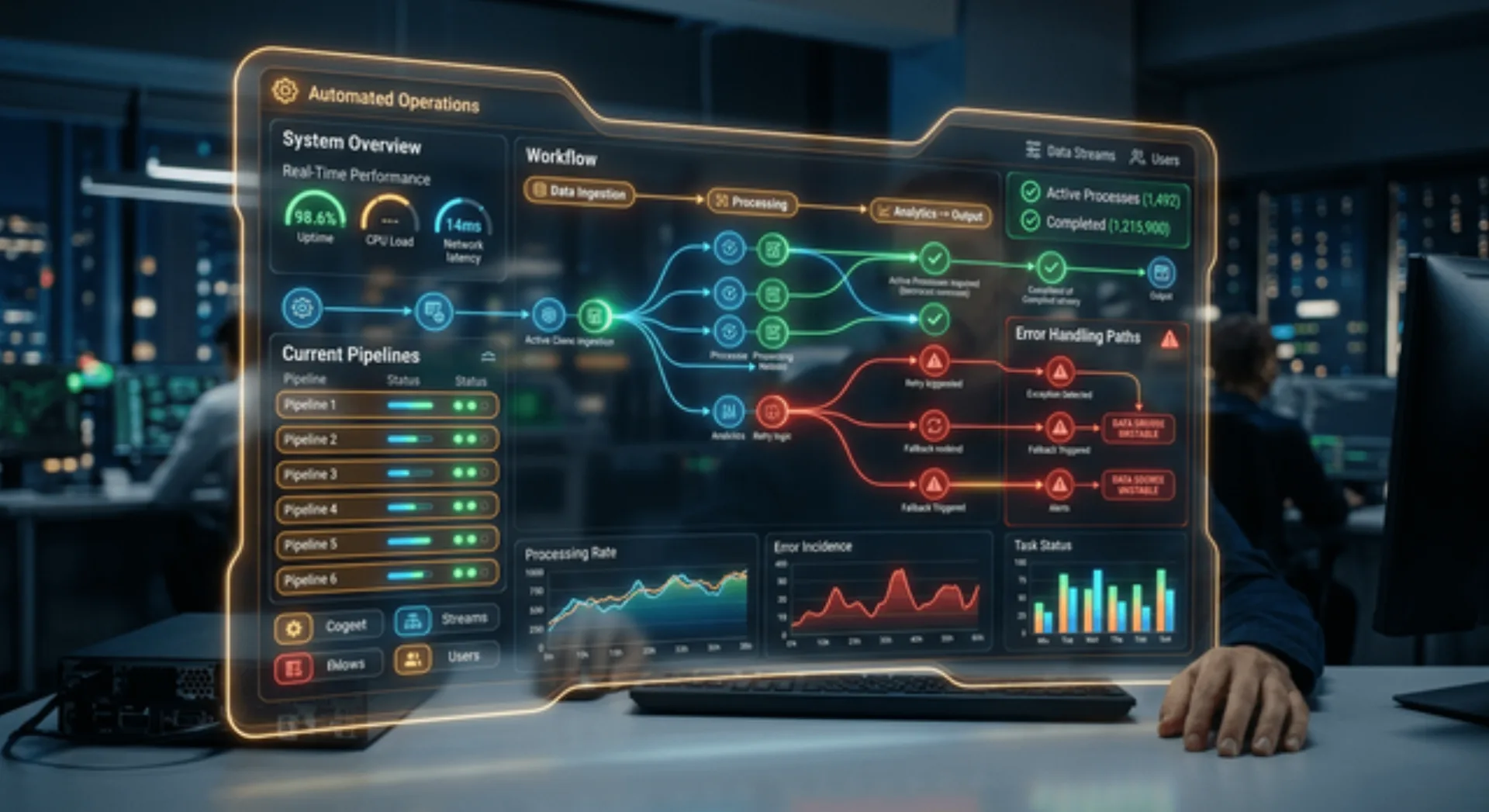 dashboard di monitoraggio di workflow automatizzati
