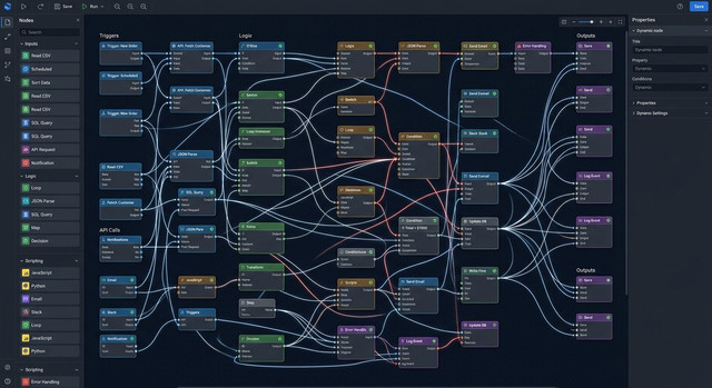 Visual representation of n8n node-based editor