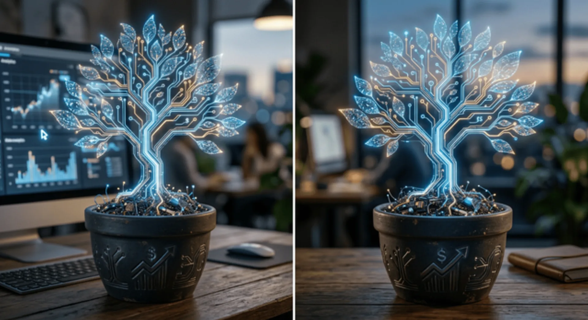 Digital plant symbolizing ROI from RPA
